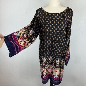 Risesun Elegant Long Sleeve‎ Boho Patterned Dress Never Worn